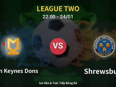 Soi Kèo Milton Keynes Dons vs Shrewsbury – 22:00 24/01 | Nhận Định, Dự Đoán Tỷ Số