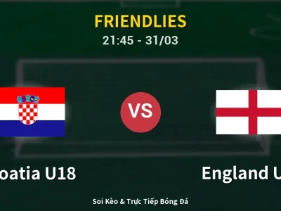 Soi Kèo Croatia U18 vs England U18 – 21:45 31/03 | Nhận Định, Dự Đoán Tỷ Số